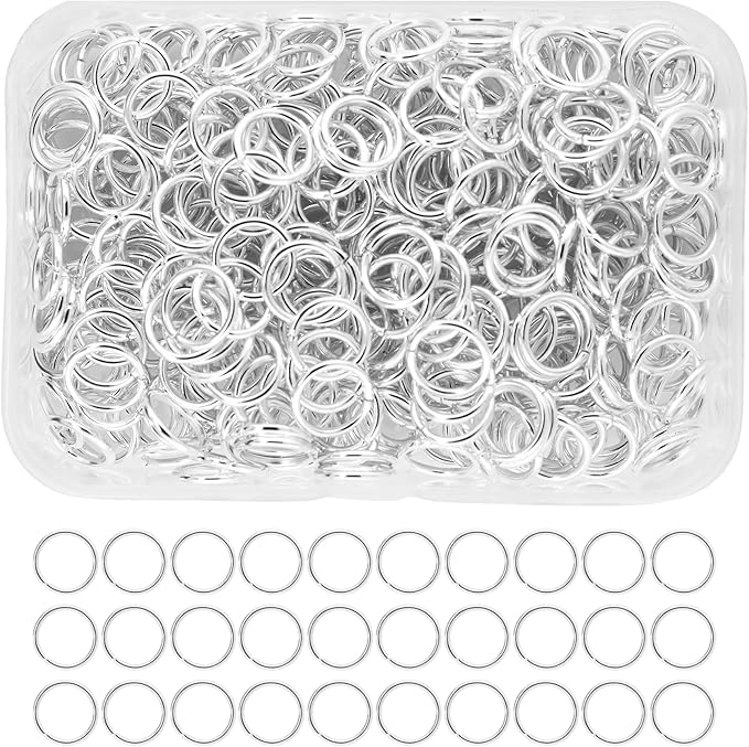 Mandala Crafts Assorted Silver Color Jump Rings Jewelry Findings Metal O Rings for Jewelry Making Supplies - 300 12mm Small Open Jump Rings Kit for Necklace Earring
