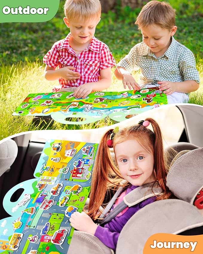 walenced reusable sticker book for toddlers, stickers for kids, toddler sticker book, toddler craft activities, toddler travel toys ages 3 and up boy girl birthday gifts