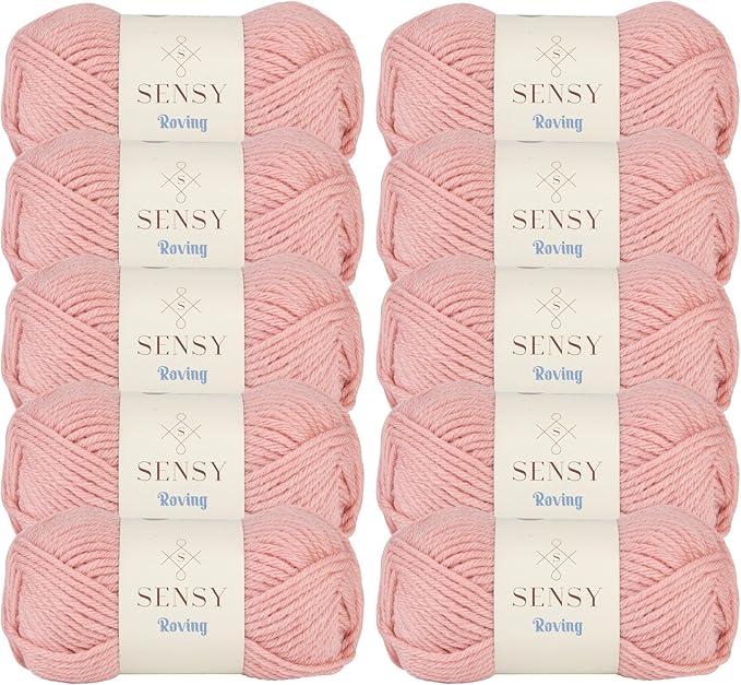 10 Skeins of Sensy Roving Yarn, 3.5 oz, 132 Yards, Gauge 5 Bulky (Quartz Pink)