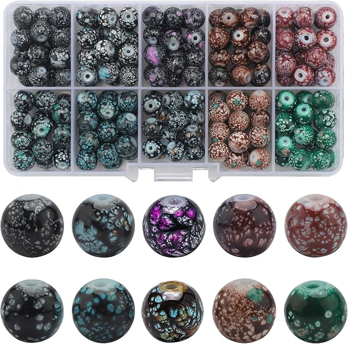 200pcs 8mm Crystal Beads for Jewelry Making Adults, 10 Colors Bracelet Beads Gypsy Polka Dot Round Glass Beads for DIY Bracelets Earrings Necklaces Crafts