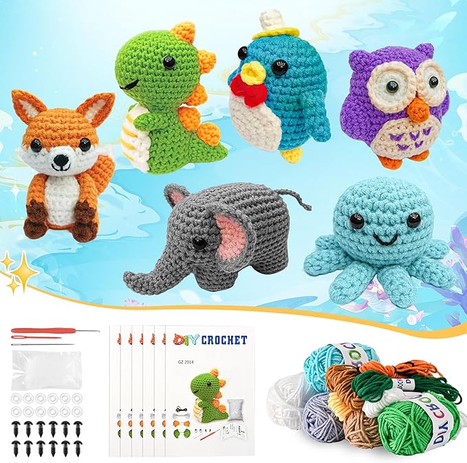 Datunsu 6PCS Crochet Kit for Beginners (Forest)