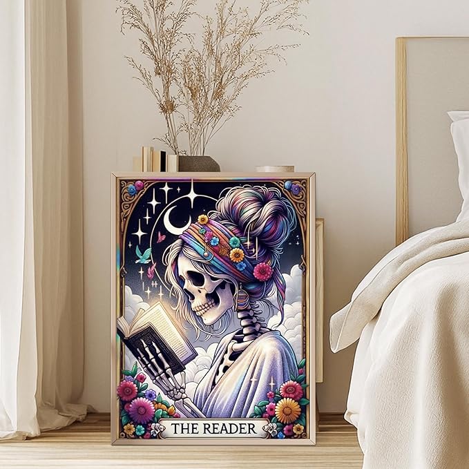 GEEHEIY Skull Diamond Art Kits for Adults, 5D Skeleton Diamond Painting Kits for Beginner, DIY Reader Gem Art Dots for Adults, Perfect for Home Wall Decor 12x16 Inch