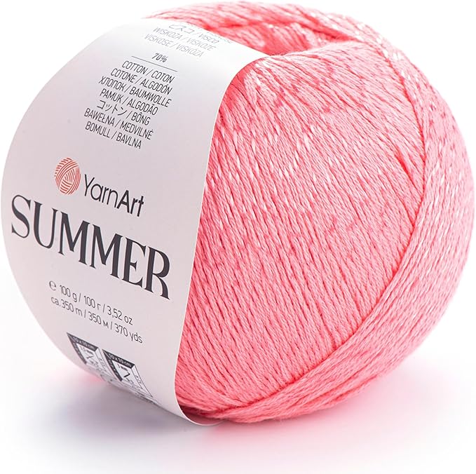YarnArt Summer – Lightweight Glittery Yarn, 70% Mercerized Cotton, 30% Viscose – Sparkly Knitting & Crochet Yarn for Shawls, Clothes & Accessories (10)