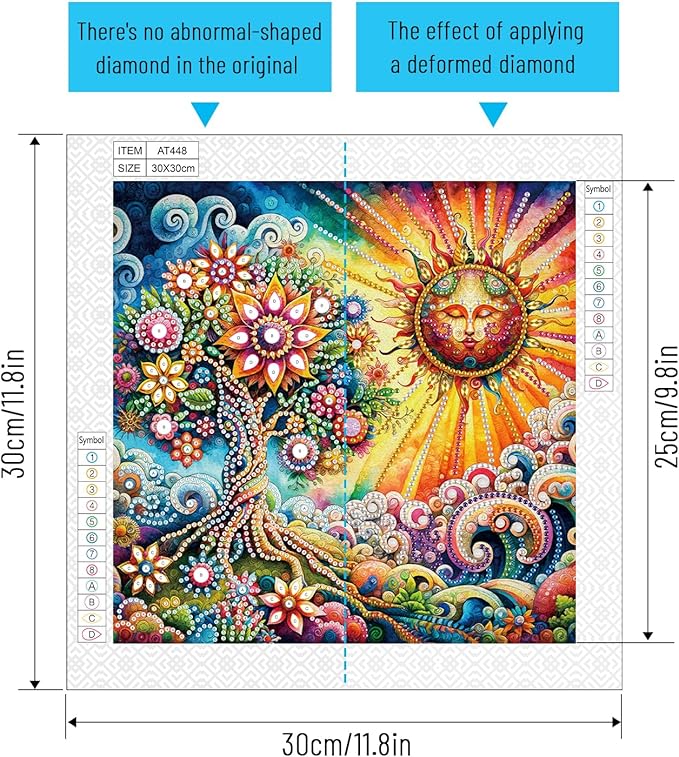 LazyFold Diamond Art Painting Kits for Adults, 5D Special Shape Diamond Art Kits for Beginners, Crystal Rhinestones Diamond Art Painting for Home Wall Decoration Gift 12×12inch, Sun and The Tree