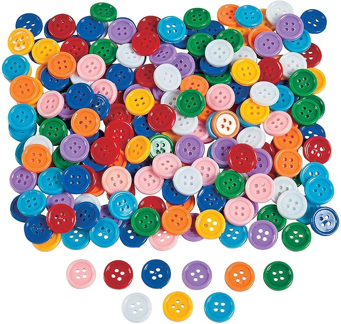 Fun Express Buttons for Crafts Bulk Assortment - 800 Colorful Decorative Craft Buttons with Adhesive Backing | Mixed Plastic Button Kit for DIY Projects, Scrapbooking & Art Activities | 5/8 Inch