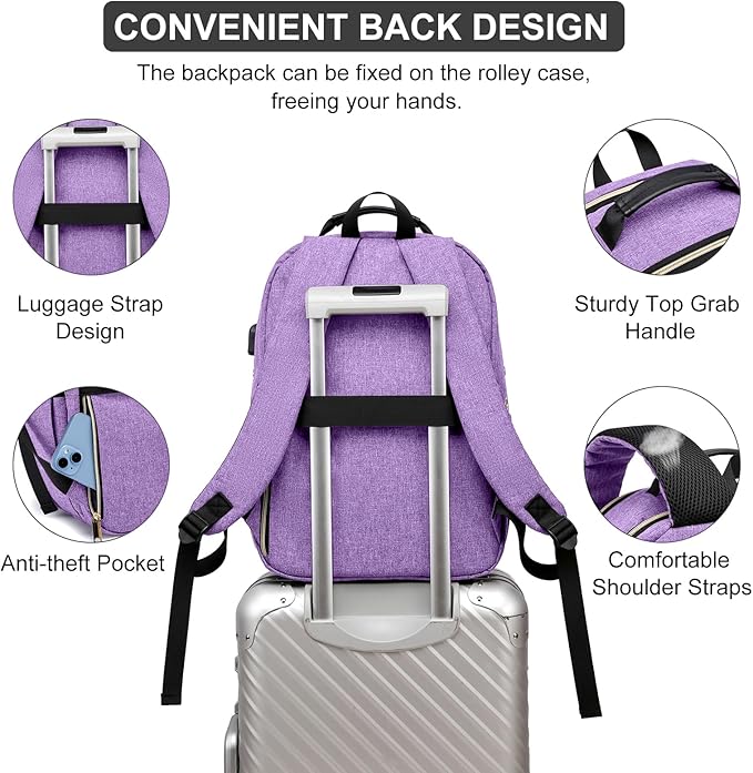 Liokesa Knitting Bag Backpack, Crochet Bag Tote, Large Yarn Storage Tote Bag with USB Charging Port, Yarn Holder Case for Carrying Projects, Knitting Needles, Yarn Supplies, Purple