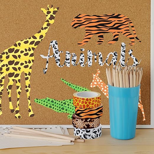 Whaline 8 Rolls Animal Prints Washi Tape Masking Tape Set Jungle Safari Animal Decorative Wrapping Paper Tapes for Scrapbook Journal DIY Art Crafts