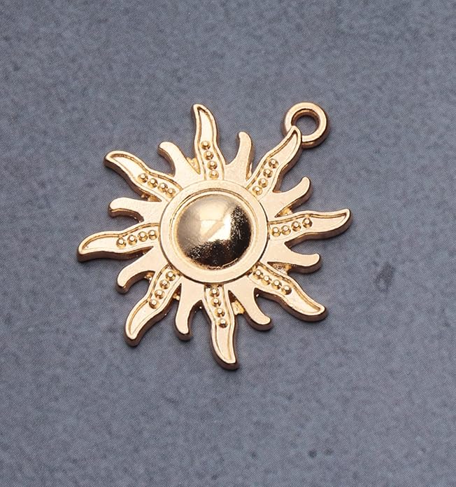 30 Pcs Sun Charms Metal Vintage Celestial Pendants Beads for Jewelry Making Kit Finding Supplies Bracelets Necklace Earring Key Chain DIY Crafting Project
