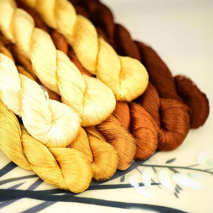 Natural 100% Silk Thread, Handmade Embroidery Thread Silk Floss 9 Colors 110m Each (27)
