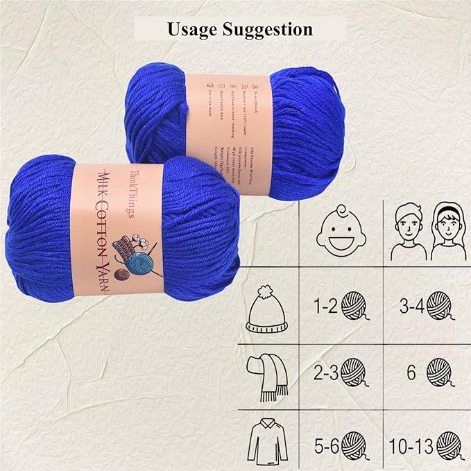 Acrylic Yarn for Crocheting Hand Knitting Crochet Yarn Blue Cotton Yarn Knitting Threads 10Balls Pack 17.6Ounces,Blue Yarn for Crocheting