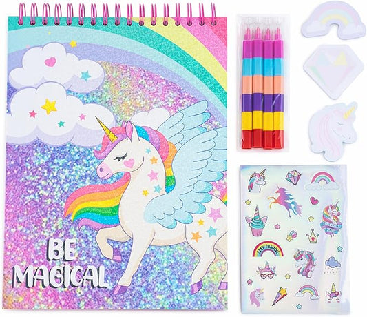 votum sketch book: personalized artist sketchbook: sketching, drawing and creative doodling. notebook and sketchbook to draw and journal with stickers and markers (unicorn treats)