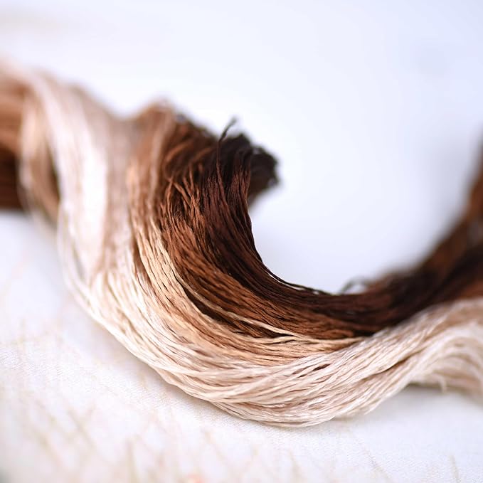 Natural 100% Silk Thread, Handmade Embroidery Thread Silk Floss 9 Colors 110m Each (60)