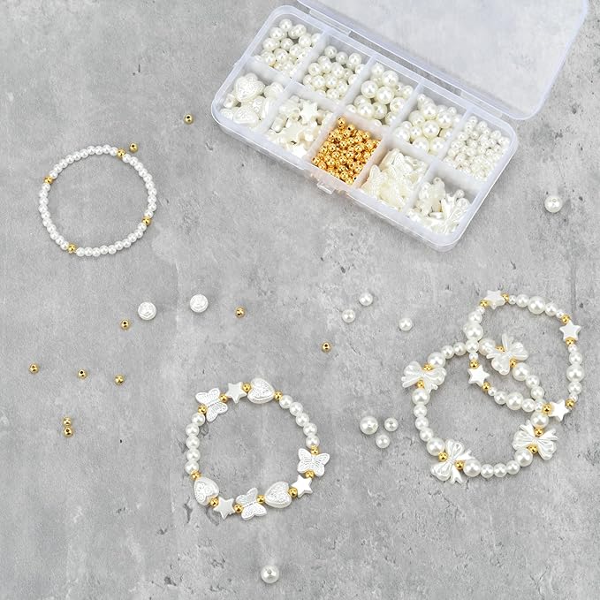 DIY Pearl Bracelet Making Kit-520pcs Real Shell Pearls & Starter Tool Set,Jewelry Craft Supplies for Women,Creative Beading Kit with Storage Box-Ideal for Birthday,Party Favors（520PCS）