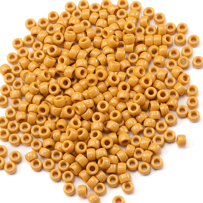 Gxueshan 1000 Pcs Acrylic Bright Yellow Pony Beads 6x9mm Bulk for Bracelet Necklace Jewelry Making Earring Hair Braiding