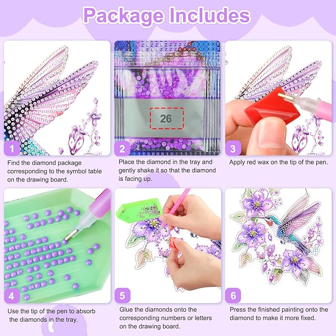 TOSTOG Diamond Art Hanging Kits for Adults, Diamond Paintings for Adults Window Pendant, Hummingbird Diamond Art Kits, Bird Diamond Paintings Hanging Pendant Kit Gem Painting Wall Decor Gift