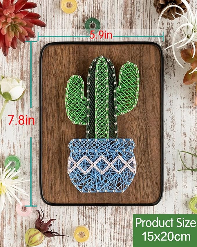 BAZIMA DIY String Art Kit for Beginner,DIY Cactus Craft Kit,Unique Gift,Craft Kit for Holidays