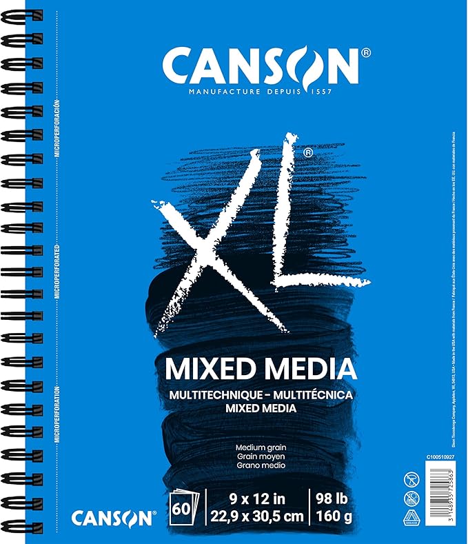 Canson XL Series Mixed Media and Watercolor Paper Pads, 9x12 in 60 Sheets and 7x10 in 30 Sheets
