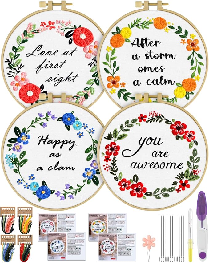 ERKOON 4 Sets Embroidery Kit (Blessing)