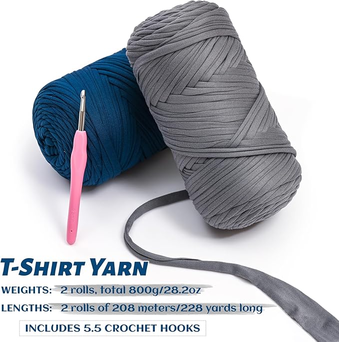 Elastic Fabric T Shirt Yarn for Crocheting，Beginner Crochet Yarns with Polyester Spandex Blend,Total 400g/114yds Soft Tshirt Yarn for Crochet Crafts/Bags/Baskets（Ruby）