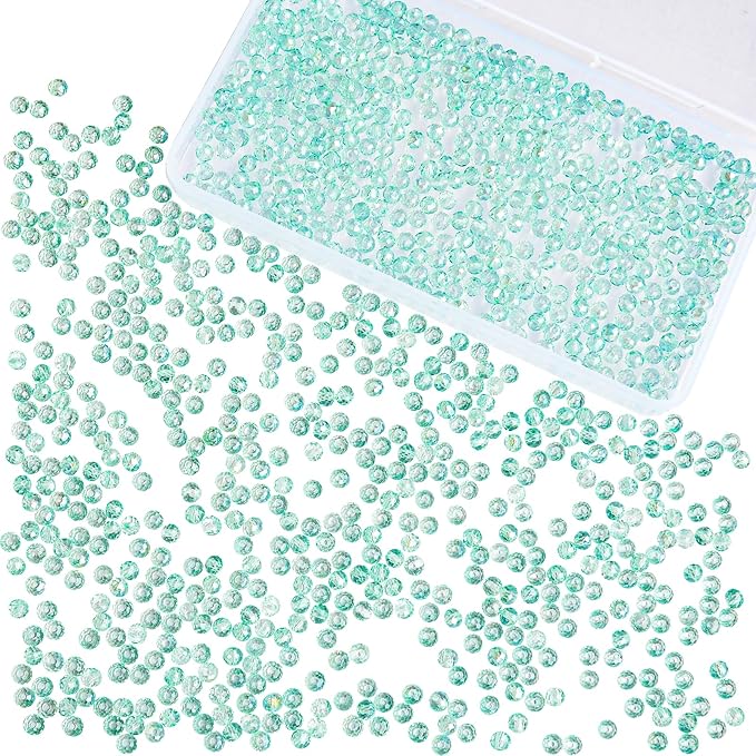 laopottbeads 1200pcs 4mm crystal glass beads for jewelry making beads for bracelets necklace pendants making supplies(light blue green)
