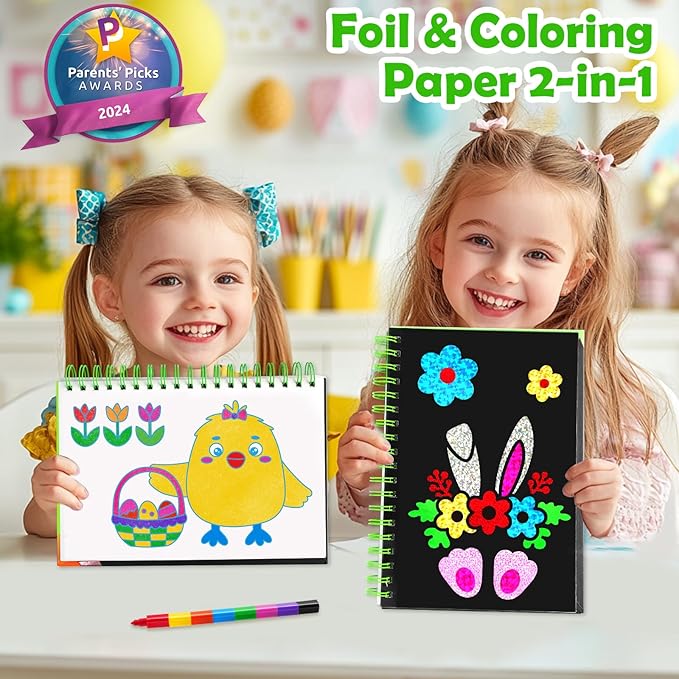 funnyb&g foil art crafts for kids ages 4-8: easter basket stuffers for kids 2026,birthday gift for kids, easter crafts for kids,party favors,creative toys for girls boys 4 5 6 7 8 9 years old(easter)