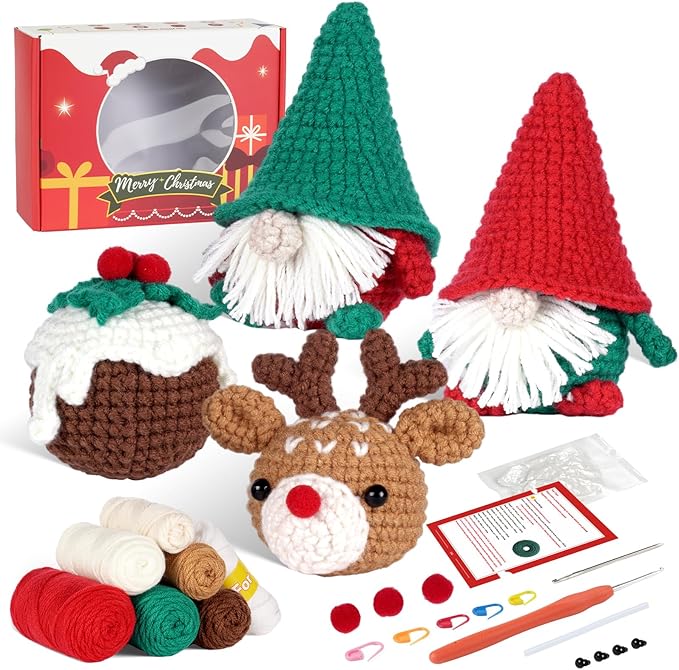 Dwarf Beginner Friendly Crochet Set with Step-by-Step Videos and Pattern Manuals (Four Piece Set)