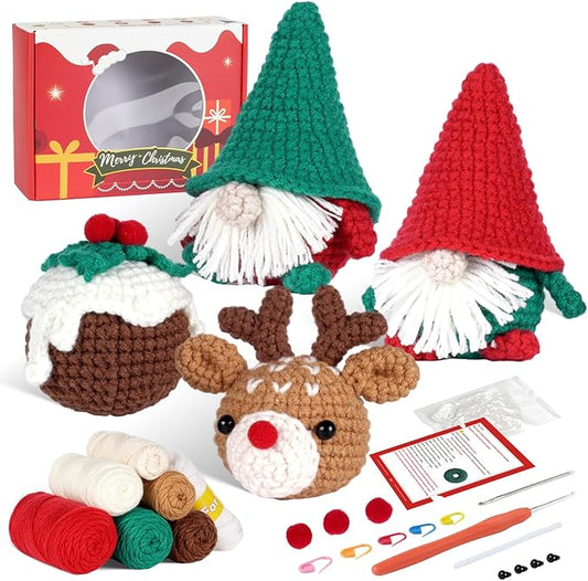 Dwarf Beginner Friendly Crochet Set with Step-by-Step Videos and Pattern Manuals (Four Piece Set)