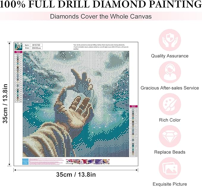 Yezavesu Diamond Art Kits for Adults, Jesus 5D Diamond Painting Kit for Beginners, Inspiring Faith DIY Round Full Drill Painting with Gem Art Kits for Home Wall Decor 14 x 14 Inch