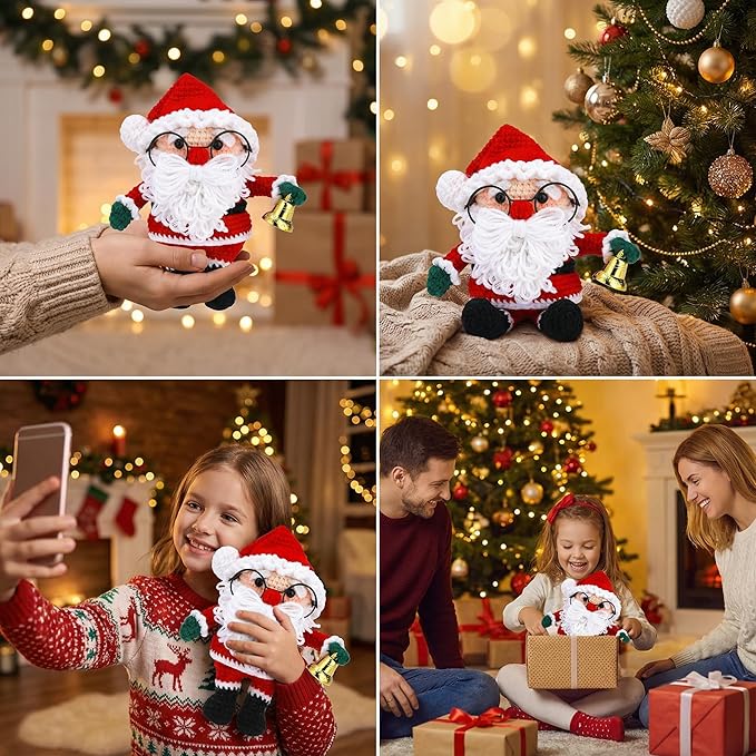 Kovarela Beginners Crochet Kit with Simple Crochet Yarn - with Step-by-Step Video Tutorials (Santa Claus)