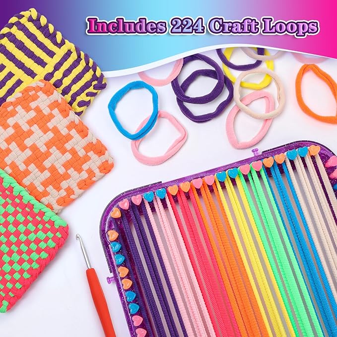 ddai weaving loom refill loops kit – loom refill loops for weaving potholder loom kit - arts and crafts for kids ages 6 7 8-12 13 girls boys adults - crafts supplies 224 pcs in 8 bright colors