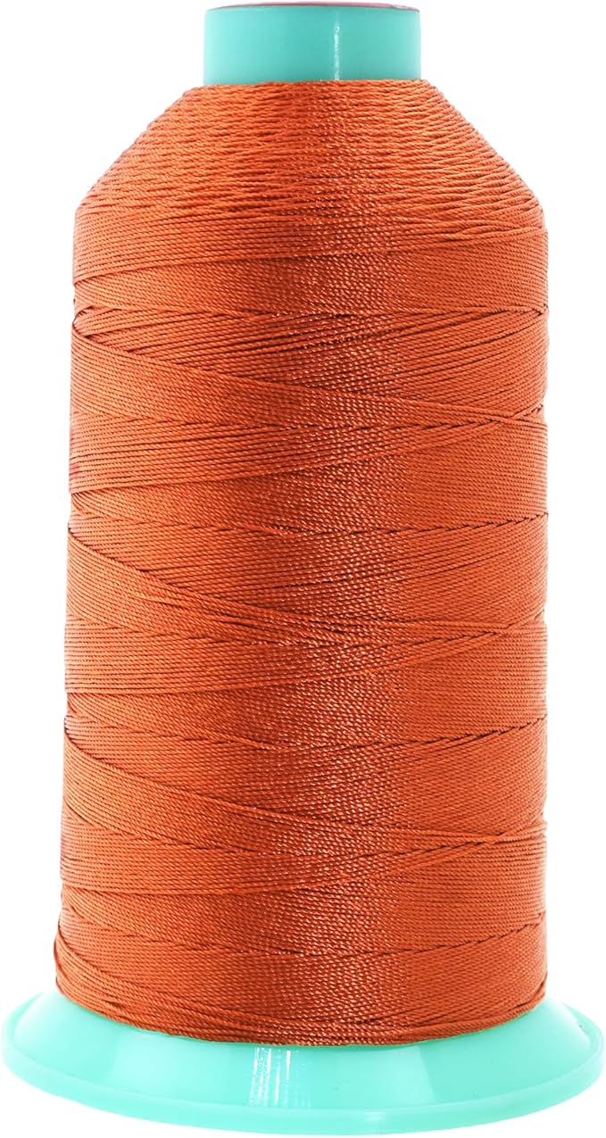 Mandala Crafts Size 138 420D T135 Bonded Nylon Thread - Burnt Orange 1250 YDs Tex 135 Heavy Duty Sewing Threads for Leather, Jeans, Weaving, Outdoor Marine Upholstery