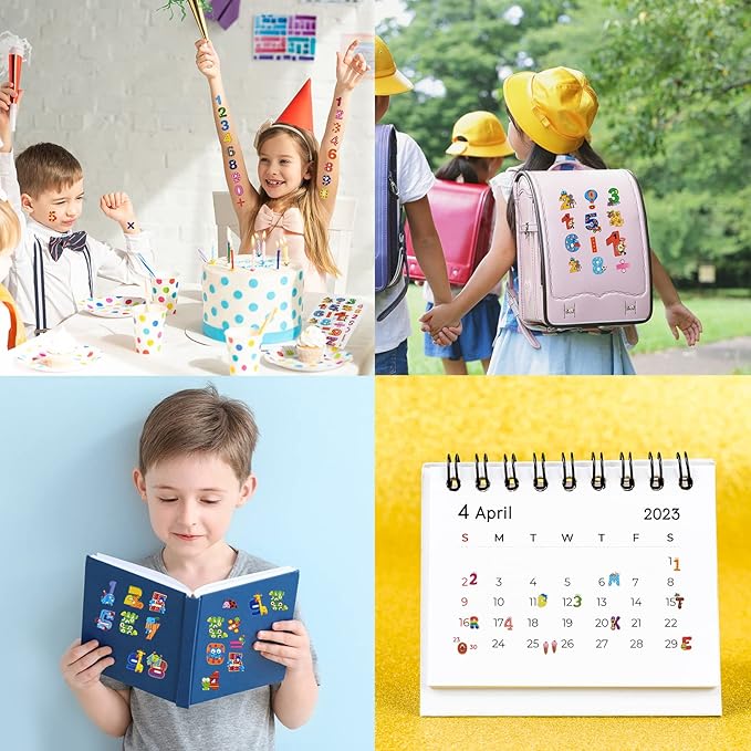 24 sheets(300+) 3d puffy stickers for toddlers kids, bulk preschool sticker sheets for reward, craft, scrapbooking (number and letter)