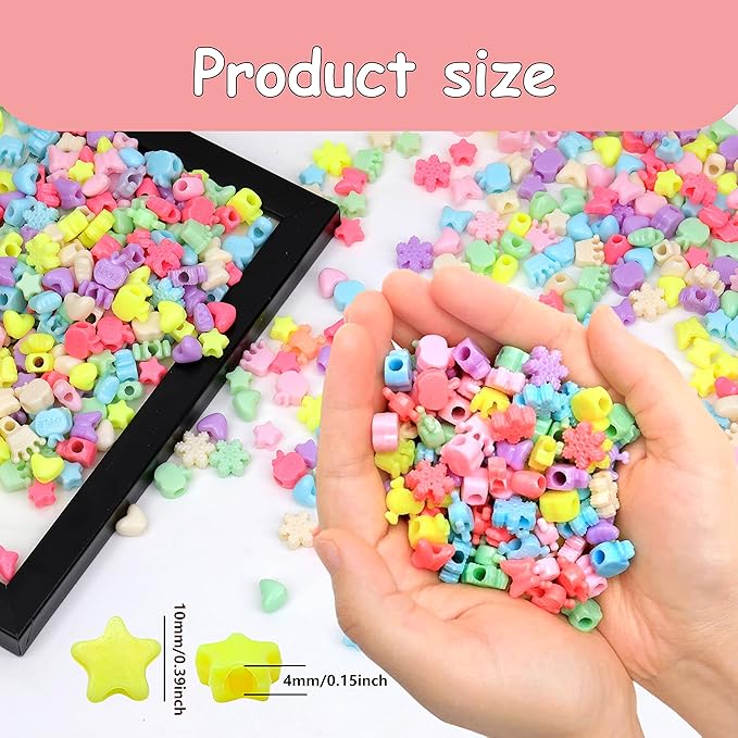 gmma star heart butterfly candy pony beads shapes for jewelry making valentine's day plastic beads for friendship bracelets diy necklace party decoration supplies