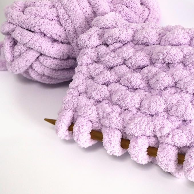 Light Purple Chunky Chenille Yarn for Crocheting/Knitting, Super Bulky Hand Blanket, Soft Plush Yarn for Carpet/Scarf/Cushion, 8 Jumbo Pack (63.76oz/197.68yd)