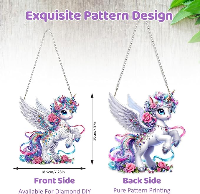 MEIYUDA Animals Diamond Art Hanging Kits for Adult, Angel Animal Diamond Painting Hanging Kits Ornaments, DIY Special Shaped Rhinestone Window Pendants kit for Home Garden Wall Decor Gift