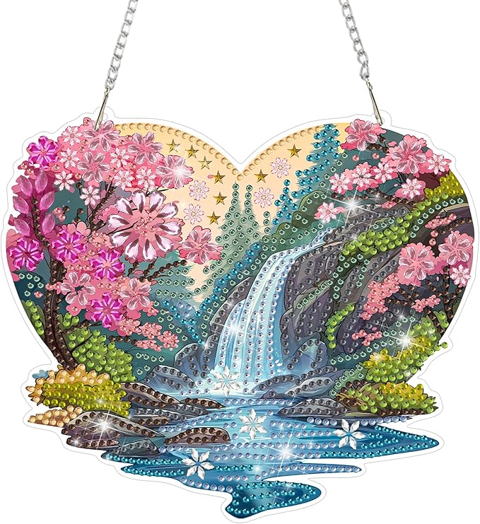 MAXBYE Landscape Diamond Art Kits for Adults Hanging Ornament, DIY Special Crystal Diamond Painting kit, Double Sided Painting Kits for Beginners Gift Wall Home Decoration 8×8 Inch