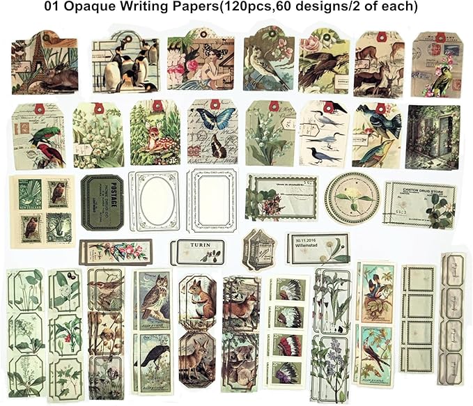 Esweny 200PCS Vintage Scrapbooking Supplies Pack, Aesthetic Scrapbook Sticker Paper Art Journaling Kit for Junk Journals,Planner,Cottagecore Decor Gifts (Green Series)