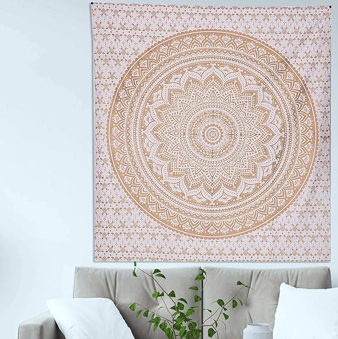 popular handicrafts hippie mandala ombre tapestry wall hanging - indian maditation golden gypsy bohemian hippy psychedelic dorm room decor poster 30 x 40 inch