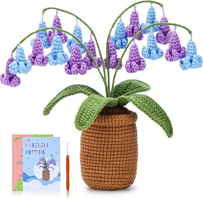 kgxulr Crochet Kit for Beginners,Bluebell Crochet Kit Beginner Crochet Starter Kit for Complete Beginners Adults, Crocheting Knitting Kit with Step-by-Step Video Tutorials(Bluebell)