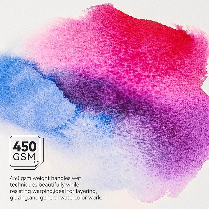 LIGHTWISH Watercolor Paper Bulk, 100% Cotton Cold Press 450gsm, 2 Pack, Total 30 Sheets A5 Hole-Punched Replaceable Paper for Artists, Adults,Students,5.8 * 8.2 Inches