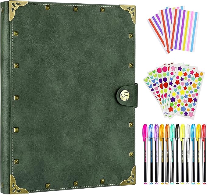 ZEEYUAN DIY Scrapbook Leather Scrap Book Photo Album 60 Pages, Mothers Day Gifts for Mom Scrapbook Photo Album Vintage Travelling Journal Scrap Book