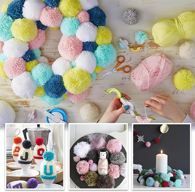 vgoodall 18pcs knitting loom and pompom maker set, rectangle knitting looms pom pom makers with 9 yarn skeins acrylic knitting supplies for beginners christmas hat scarf shawl sweater socks