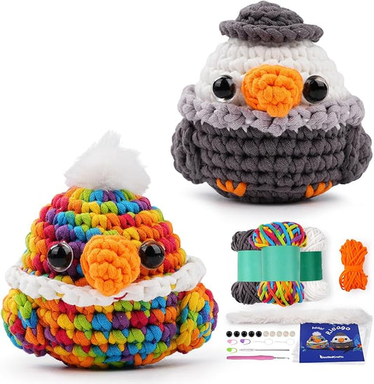 Vanttokeey Crochet Kit for Beginners, Animal Amigurumi Crochet Kits Included, Step-by-Step Video Tutorials, Beginner Crochet Kit for Adults and Kids, DIY Easy Crochet Crafts (Eagle Parrot)