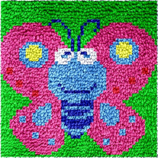 Numptain Latch Hook Kits for Adults,DIY Rug Crafts Butterfly Pattern Color Printed Canvas,Latch Hook Kits for Beginners Handmade Needlework Crafts Home Decoration,12"x12" NT2