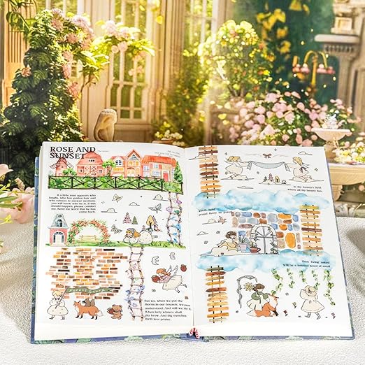 6 Rolls Garden Path PET Scrapbook Tapes, Landscaping Tape with Fence, Vines, Brick & Ladder Designs for Journaling & Scrapbook Supplies, Includes Decorative Clip