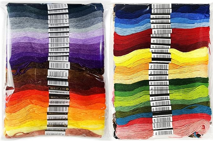 100-Color DMC Cotton Embroidery Thread Set - 8m Skeins with Center Numbered Labels for Perfect Color Matching
