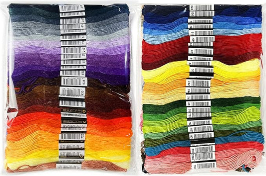 100-Color DMC Cotton Embroidery Thread Set - 8m Skeins with Center Numbered Labels for Perfect Color Matching