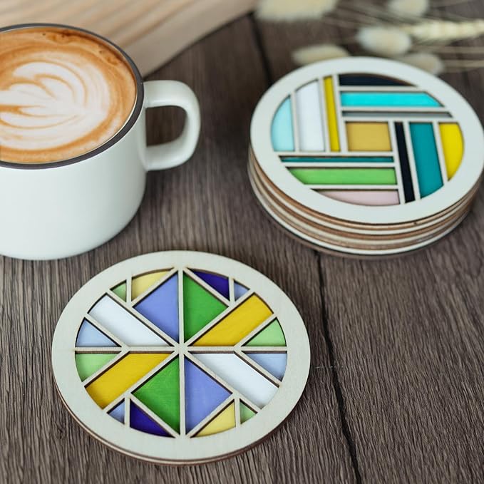 Temlum Wooden Coasters Painting Kit, Paint You Own Coaster Wooden Painting Craft Kit for Adults and Beginners Art Craft Supplies (Barn Quilt)
