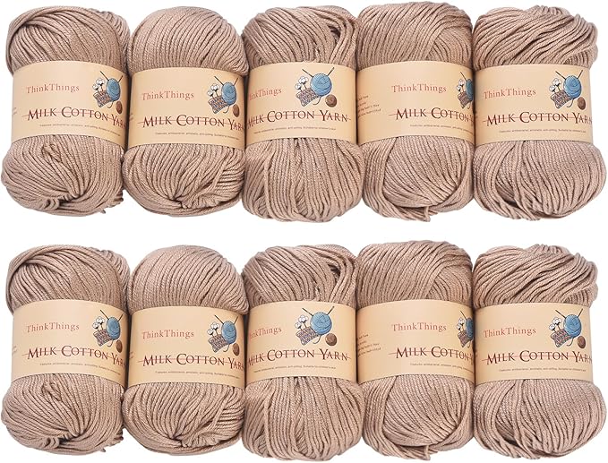 Yarn for Crocheting Bulk - 10Balls 17.6OZ Pack Acrylic Khaki Yarns Large - DIY Weaving & Knitting Tool Thread for Beginners