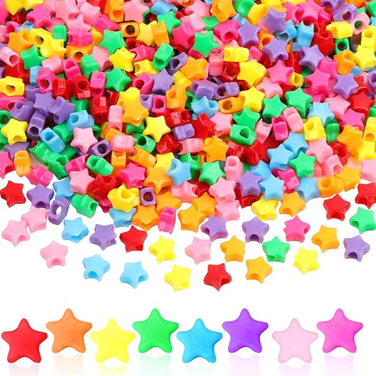 gmma 1000pcs star pony beads shapes for friendship bracelets valentine's day colourful rainbow beads for diy jewelry making bracelet necklace party decoration supplies